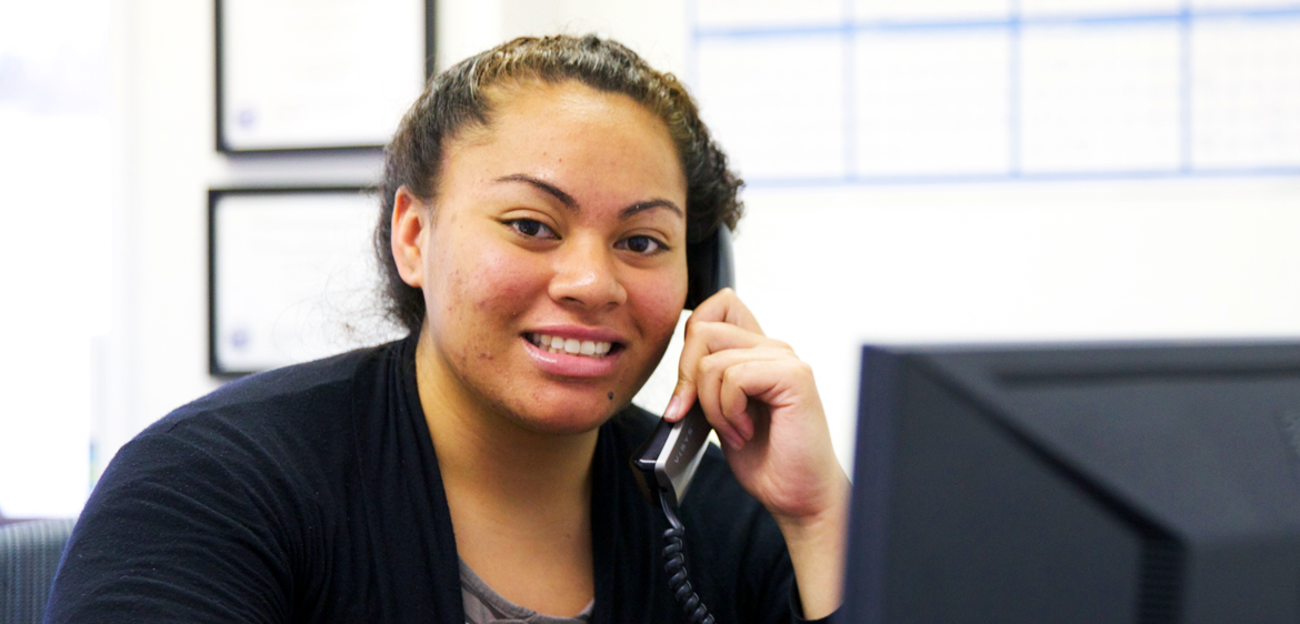 office worker on phone