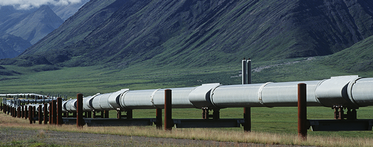 USA Alaska Dalton Highway pipeline in valley