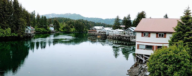 Serene houses on the Alaska ocean Seldovia