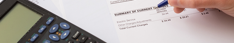 Electric bill charges paper form on the table