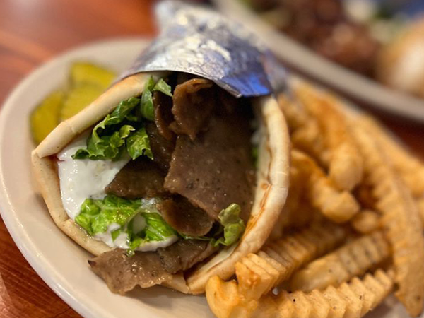 Lamb gyro at the Elk's Den Restaurant and Lounge