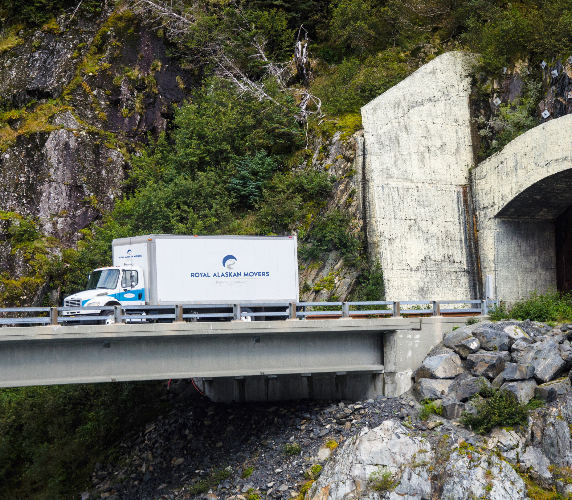 Royal Alaskan Movers Truck driving in Alaska