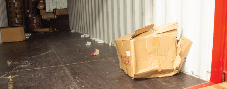 unloading carton from container and carton damage from loading or transport process.