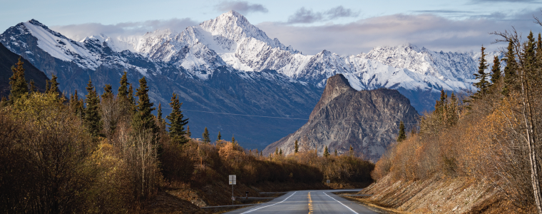 View of Lion's Head mountain from the Glenn Highway in Alaska during the Fall.